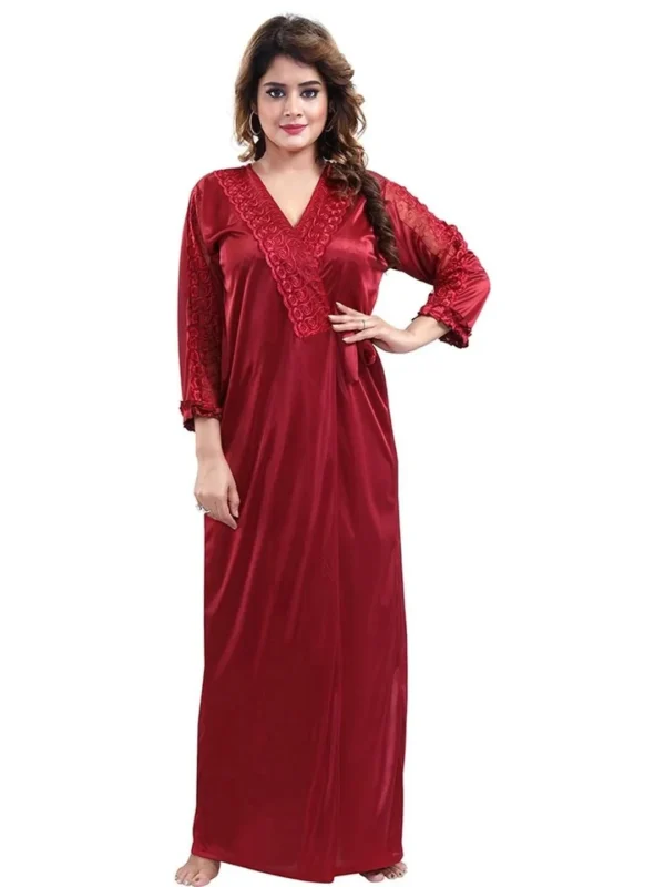 Women Maroon Nightdress